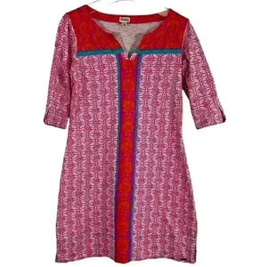 Hatley Women's Peplum Sleeve Dress Cross Hatch Tropics SIZE-S/P